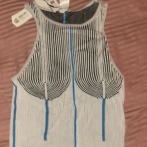 Zara Black and Blue Striped Tank Top